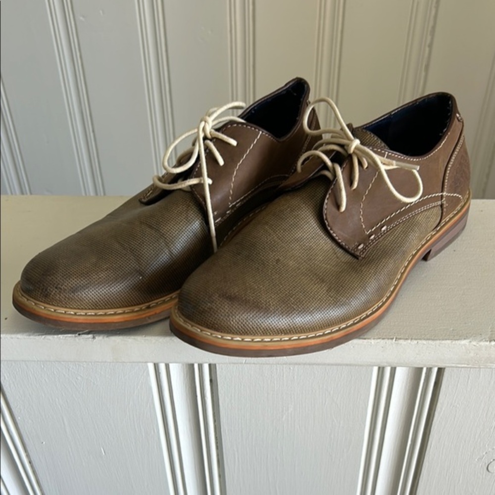 Freeman Haegan‎ Mens Brown Textured Derby Shoes Memory Foam 8.5M F117004